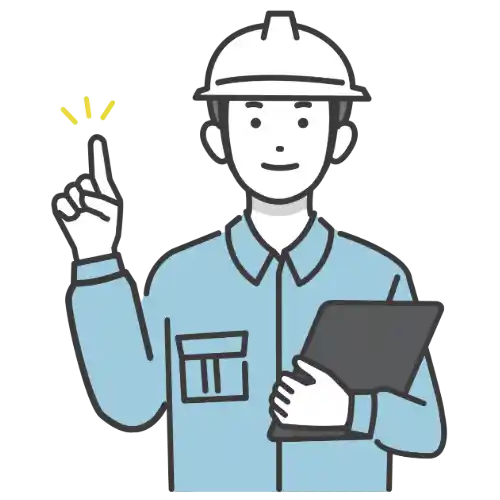 防犯カメラの設置計画を丁寧に説明する作業員のイラスト